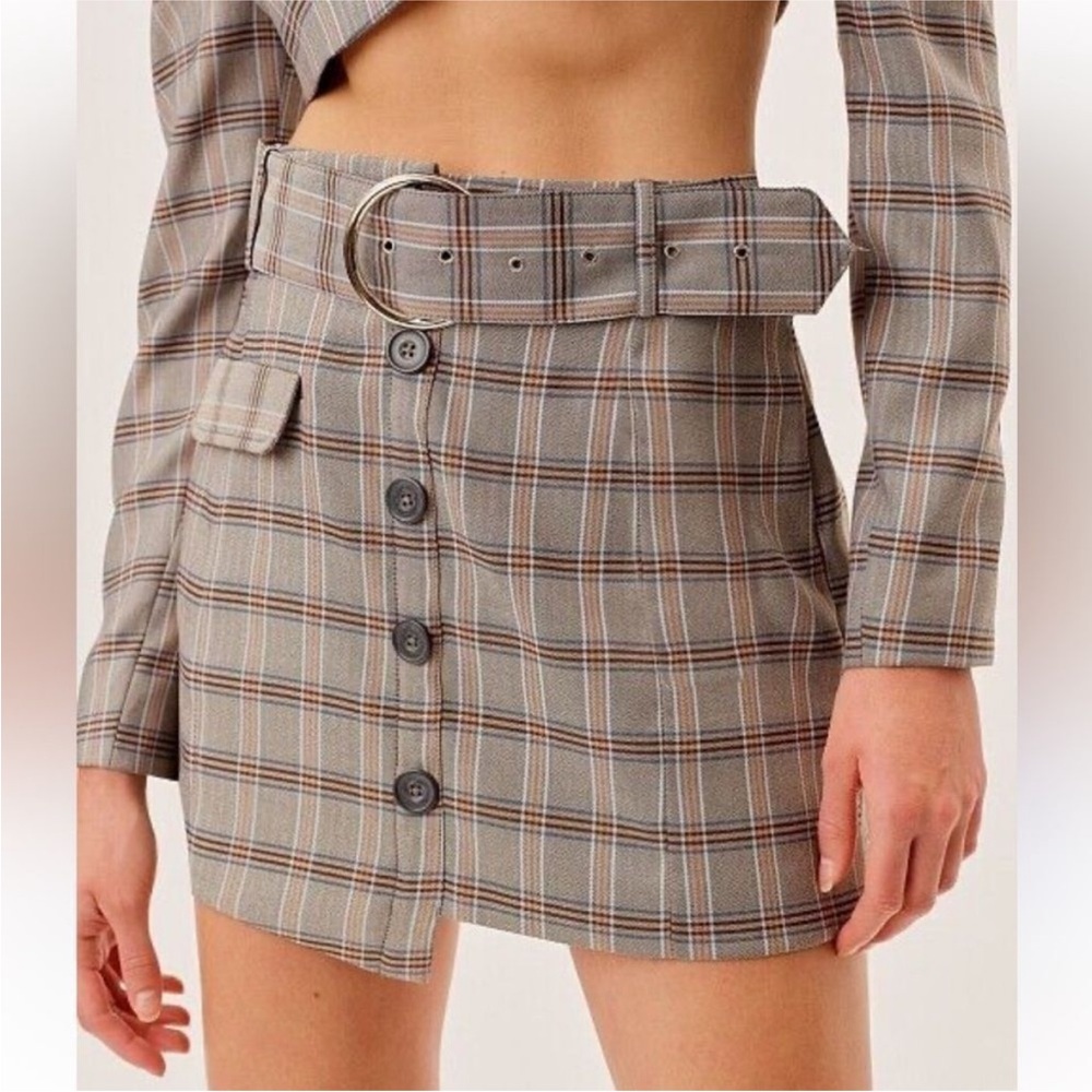 FOR LOVE AND LEMONS NWT. Kym Plaid Belted Mini Skirt